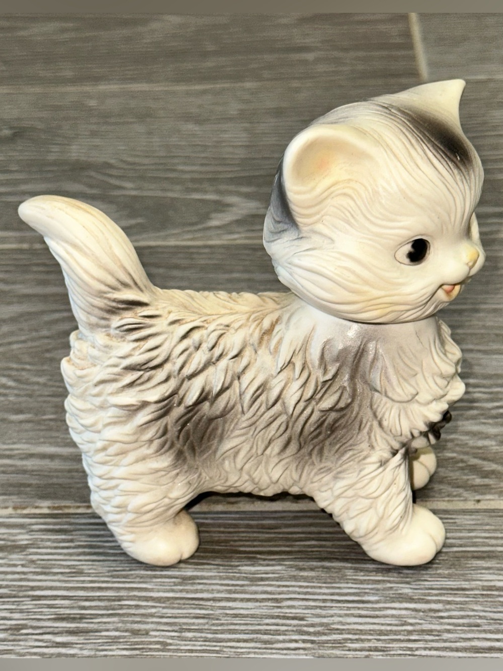 Vintage 1960s Edward Mobley Rubber Squeak Toy Collectible Fluffy GrayKitten MCM